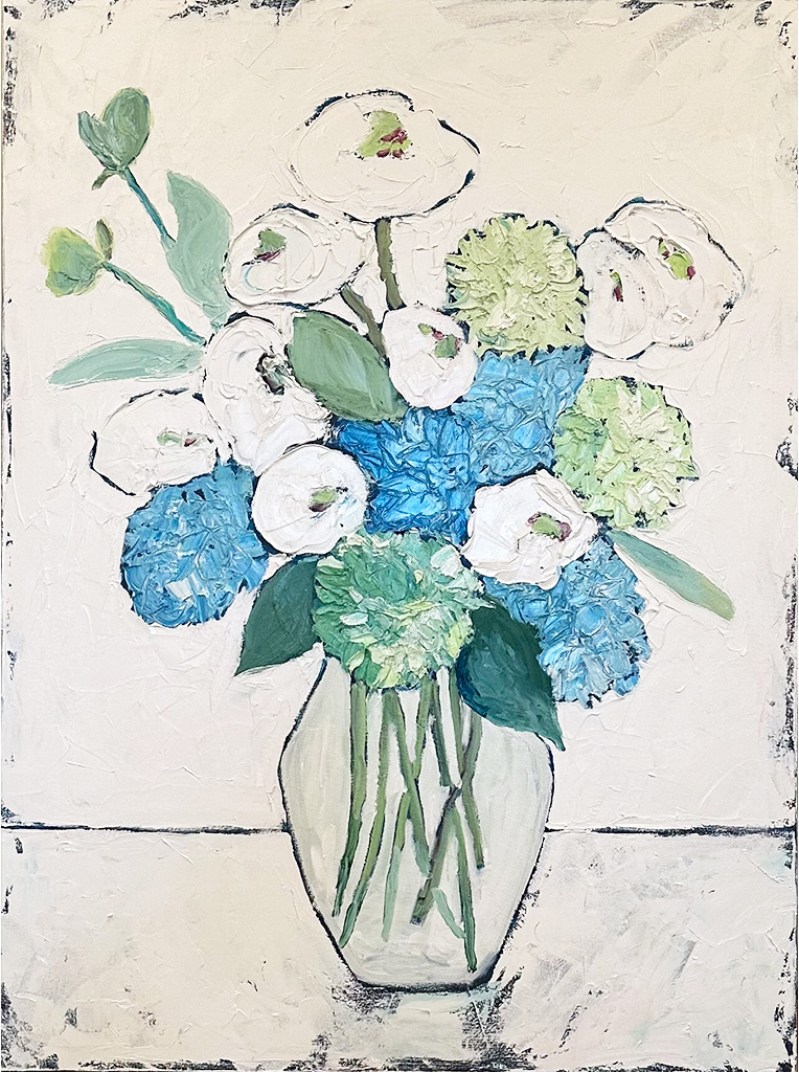 Elegance in Blue and White Blooms